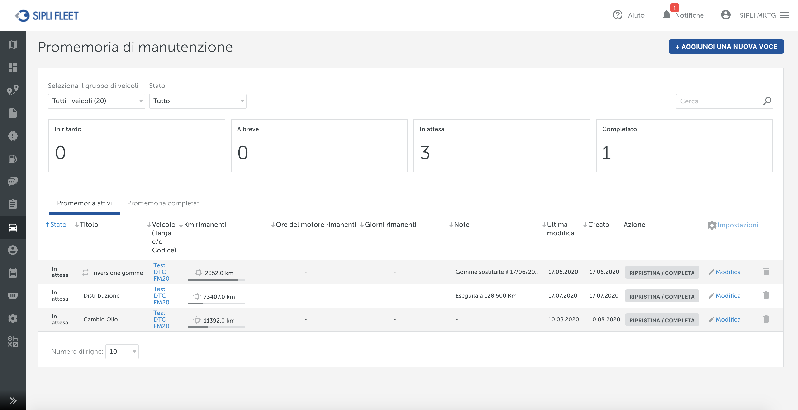 screenshot of SIPLI FLEET